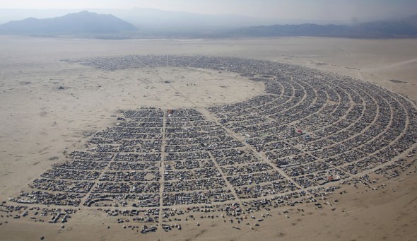 An aerial view of the Burning Man 2013 arts and music festival, in the Black Rock Desert of Nevada, on August 29, 2013. (Reuters/Jim Urquhart via The Atlantic)