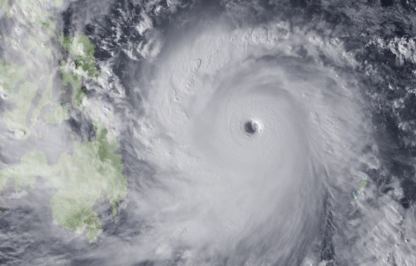 Super Typhoon Haiyan moves towards the Philippines, on November 7, 2013 in the Pacific Ocean. (NOAA via Getty Images)