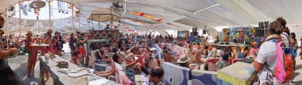 Centre camp is a place to escape the mid-day sun and to socialize with fellow Burners
